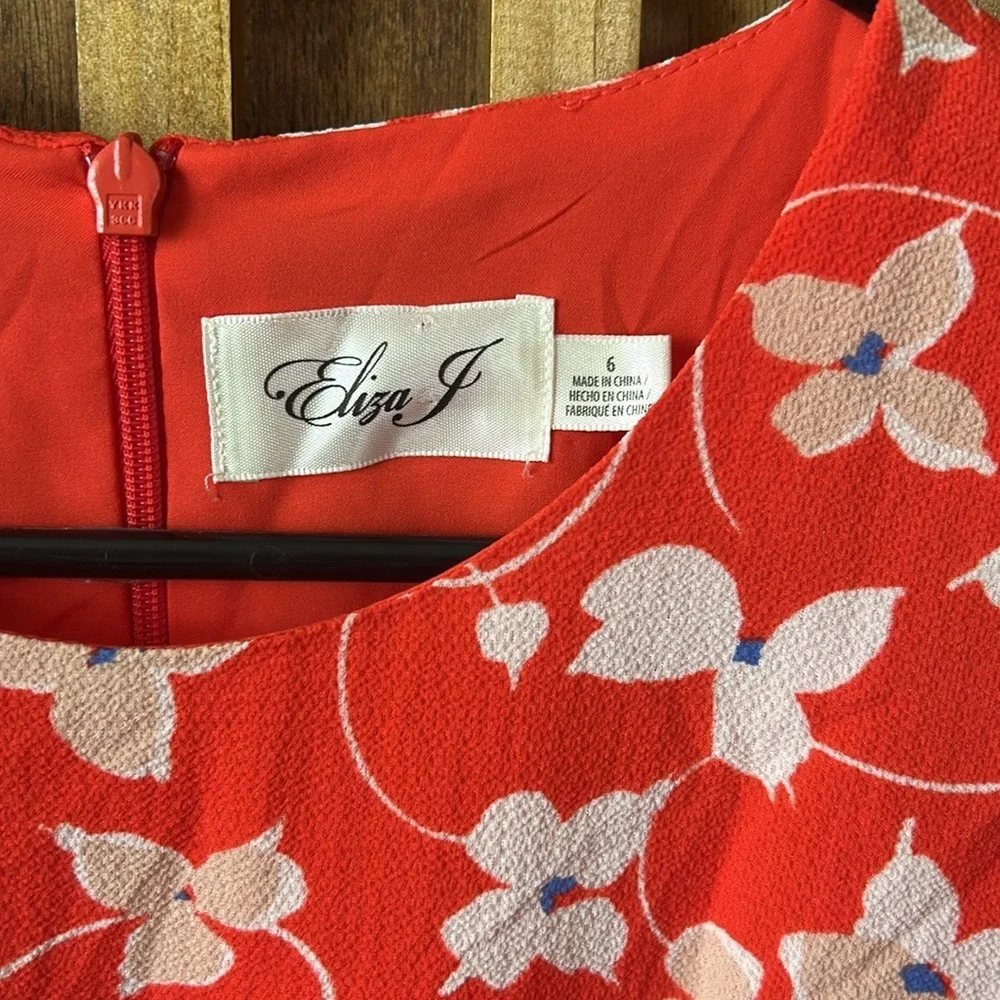 ELIZA J Floral Belted Ballon Sleeve Dress. Size 6